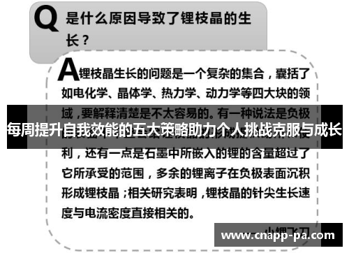 每周提升自我效能的五大策略助力个人挑战克服与成长